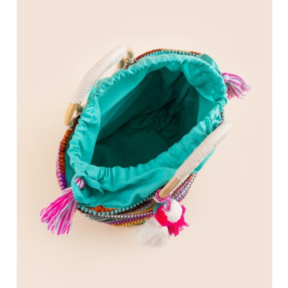 Francesca's Collections Grendaline Woven Colorful Summer Bamboo Tote Bag - Picture 4 of 13